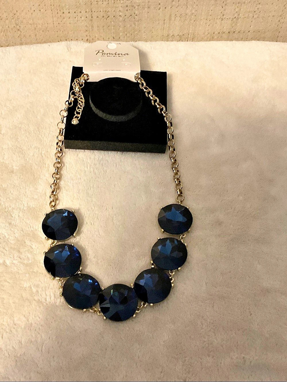 Pomina Statement Necklace in Blue & Gold NWT